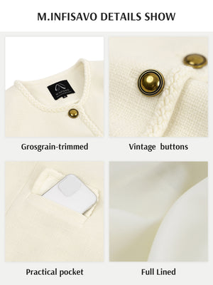 M.Infisavo Cropped Jackets with Pockets Vintage Blazer