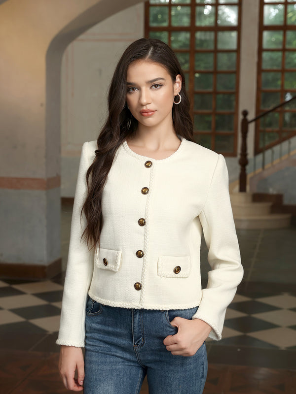 M.Infisavo Cropped Jackets with Pockets Vintage Blazer