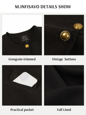 M.Infisavo Cropped Jackets with Pockets Vintage Blazer