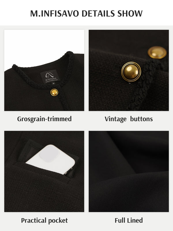 M.Infisavo Cropped Jackets with Pockets Vintage Blazer