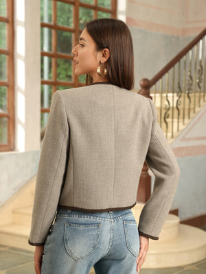 M.Infisavo Cropped Jackets with Pockets Vintage Blazer