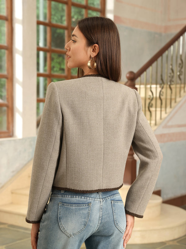 M.Infisavo Cropped Jackets with Pockets Vintage Blazer