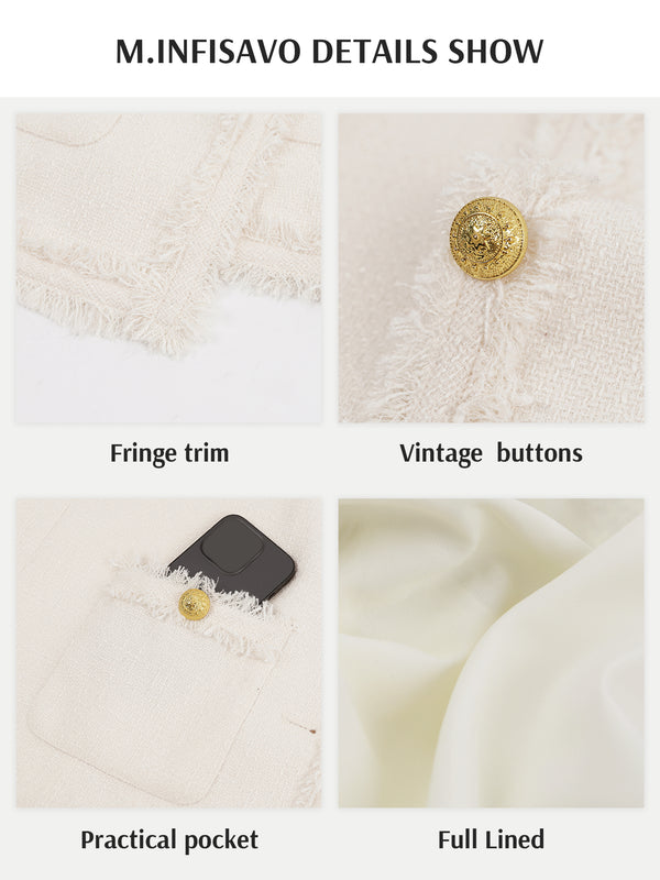 M.Infisavo Tweed Blazer Jackets with Pockets