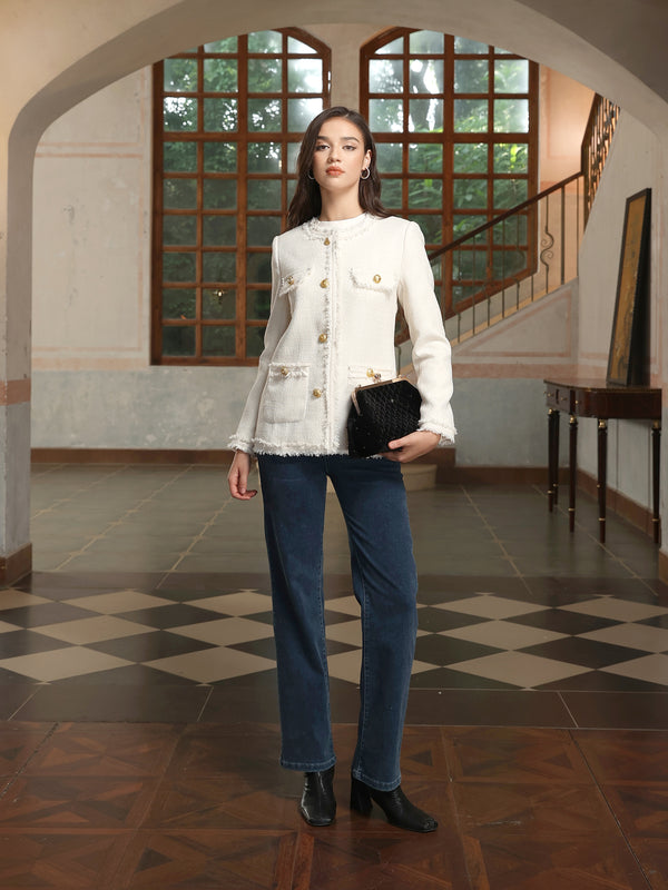 M.Infisavo Tweed Blazer Jackets with Pockets