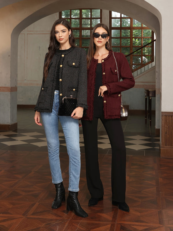 M.Infisavo Tweed Blazer Jackets with Pockets