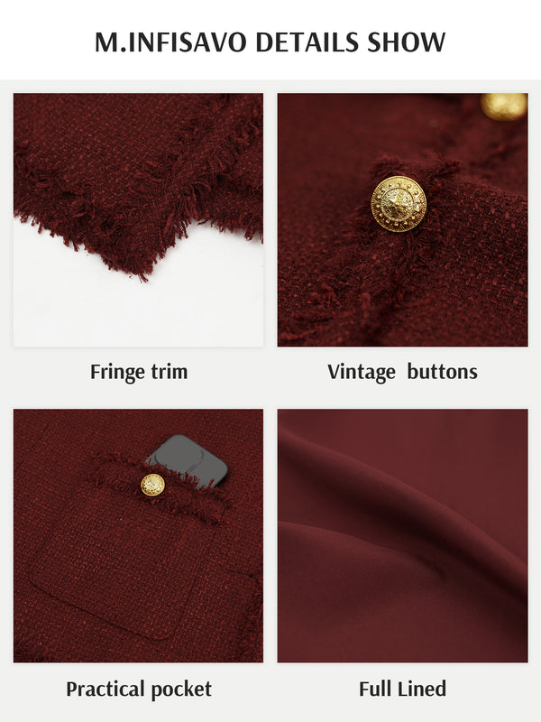 M.Infisavo Tweed Blazer Jackets with Pockets