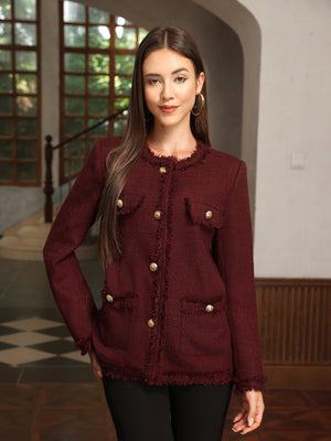M.Infisavo Tweed Blazer Jackets with Pockets