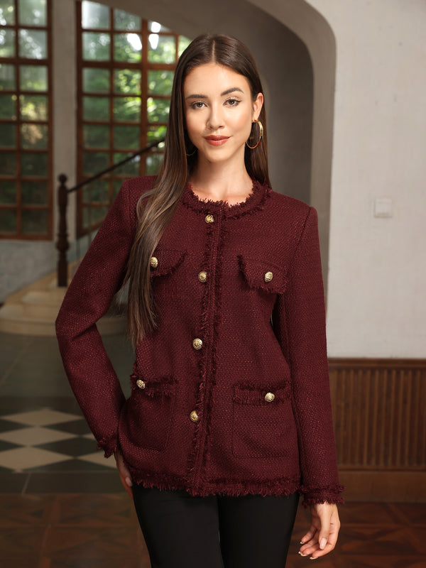 M.Infisavo Tweed Blazer Jackets with Pockets