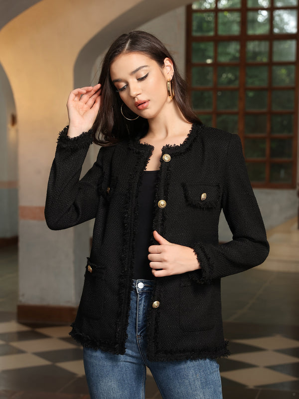 M.Infisavo Tweed Blazer Jackets with Pockets