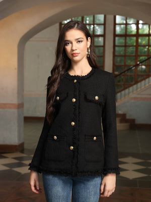 M.Infisavo Tweed Blazer Jackets with Pockets