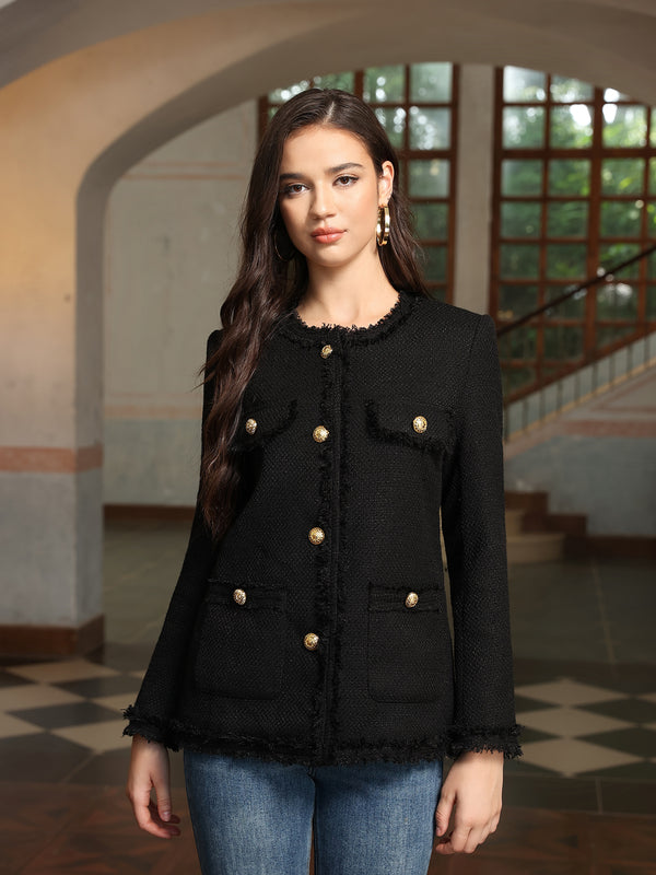 M.Infisavo Tweed Blazer Jackets with Pockets