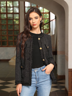M.Infisavo Tweed Blazer Jackets with Pockets