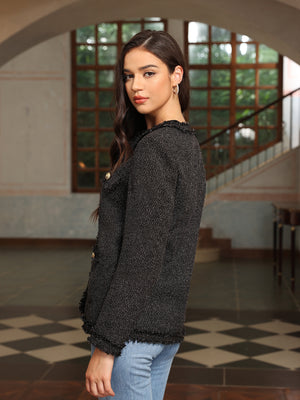 M.Infisavo Tweed Blazer Jackets with Pockets