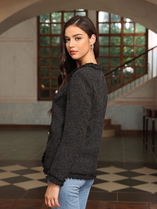 M.Infisavo Tweed Blazer Jackets with Pockets