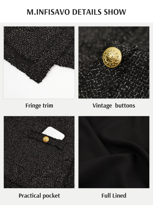 M.Infisavo Tweed Blazer Jackets with Pockets