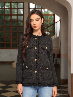M.Infisavo Tweed Blazer Jackets with Pockets