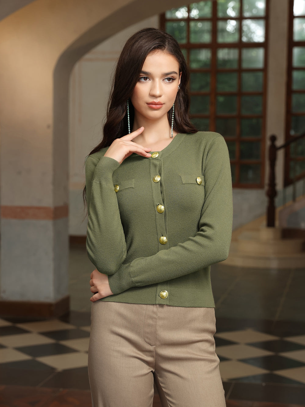 M.Infisavo Cropped Cardigan Sweater Shirts