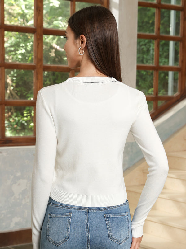 M.Infisavo Long Sleeve Sweater Shirt Tops Collarless