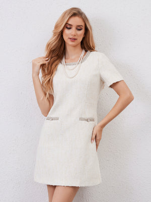 M.Infisavo Galatea Vintage Short Sleeves Tweed Dress