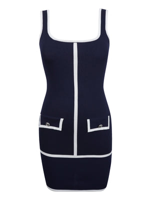 M.Infisavo Sleeveless Bodycon Dresses Square Neck Knit Sweater Mini Tank Dress