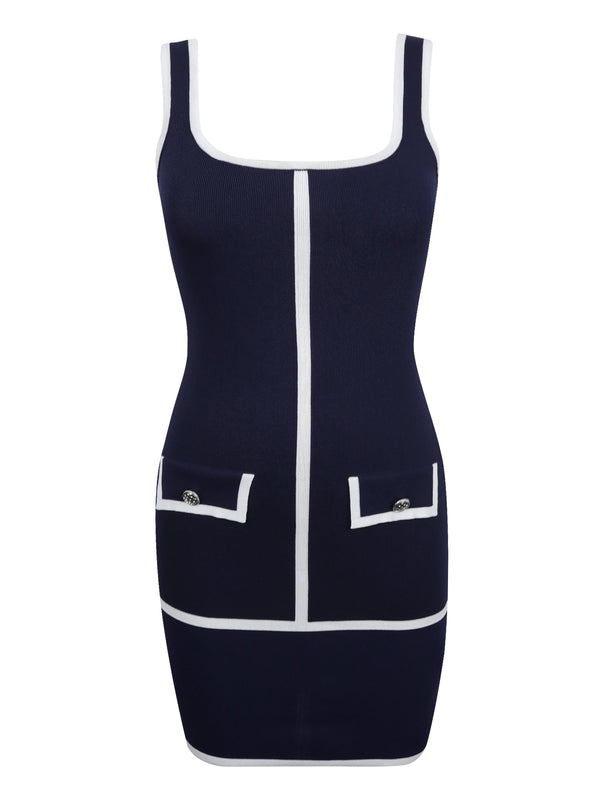 M.Infisavo Sleeveless Bodycon Dresses Square Neck Knit Sweater Mini Tank Dress