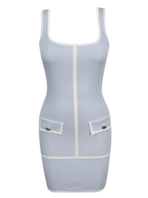 M.Infisavo Sleeveless Bodycon Dresses Square Neck Knit Sweater Mini Tank Dress