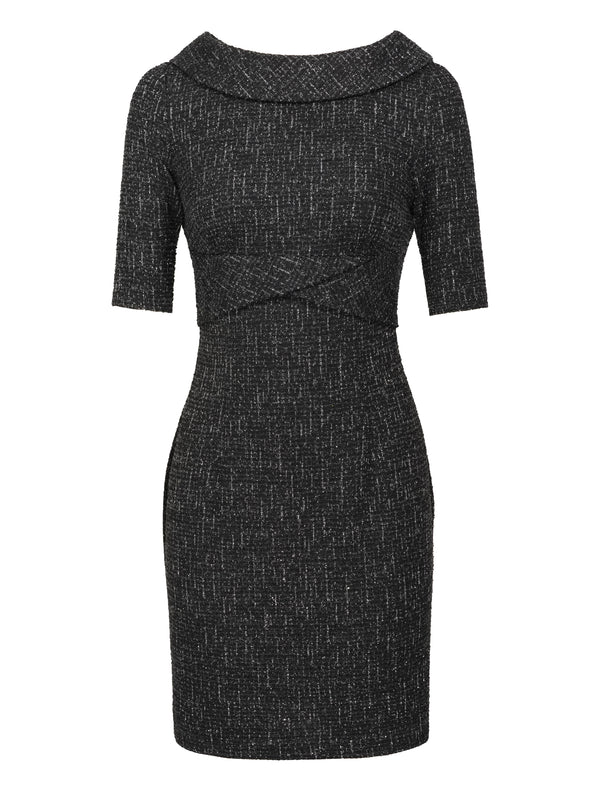 M.Infisavo Women’s Boat Neck Vintage Bodycon Tweed Dresses #MFD012