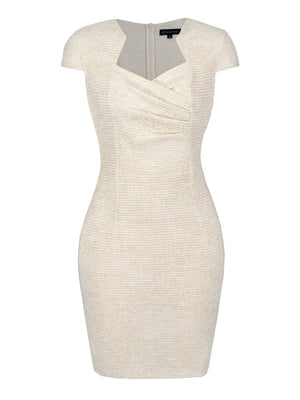 M.Infisavo Womens Pencil Dress Cap Sleeves Elegant Patterned Tweed Sheath Dress #MFD015