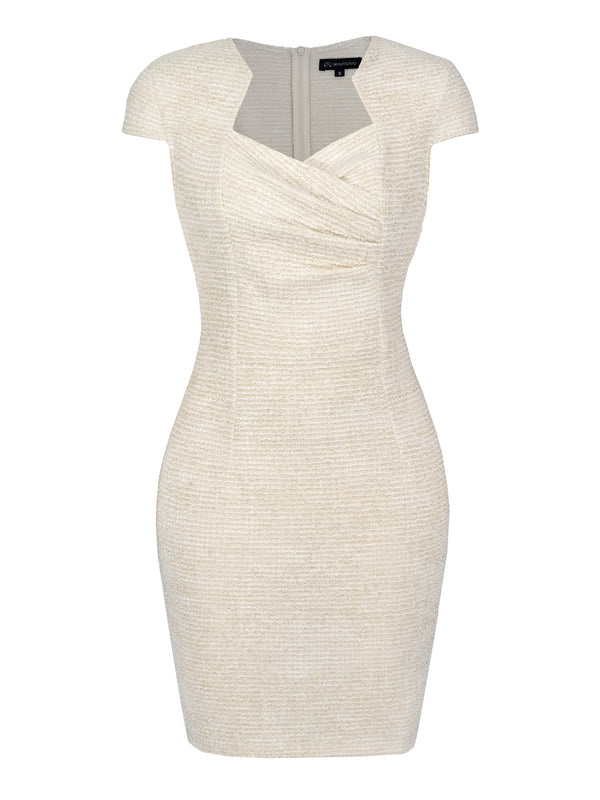 M.Infisavo Womens Pencil Dress Cap Sleeves Elegant Patterned Tweed Sheath Dress #MFD015