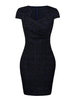 M.Infisavo Womens Pencil Dress Cap Sleeves Elegant Patterned Tweed Sheath Dress #MFD015