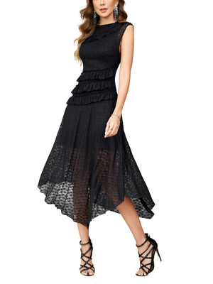 M.Infisavo Womens Lace Midi Dress Western Boho Ruffle Dress #MFD028