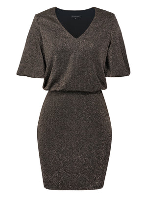 M.Infisavo Women's Glitter V Neck Bodycon