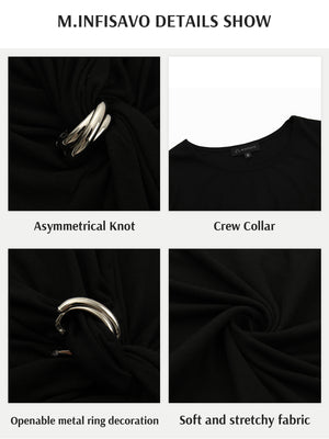 M.Infisavo Möbius Ruched Short Sleeves Twist Tie Front T-Shirts