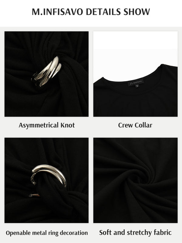 M.Infisavo Möbius Ruched Short Sleeves Twist Tie Front T-Shirts