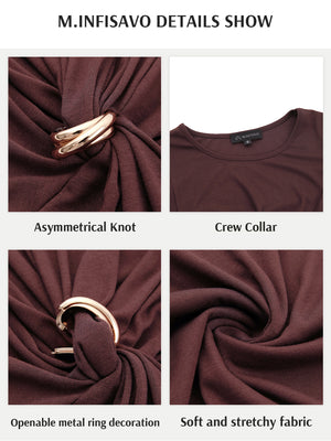 M.Infisavo Möbius Ruched Short Sleeves Twist Tie Front T-Shirts