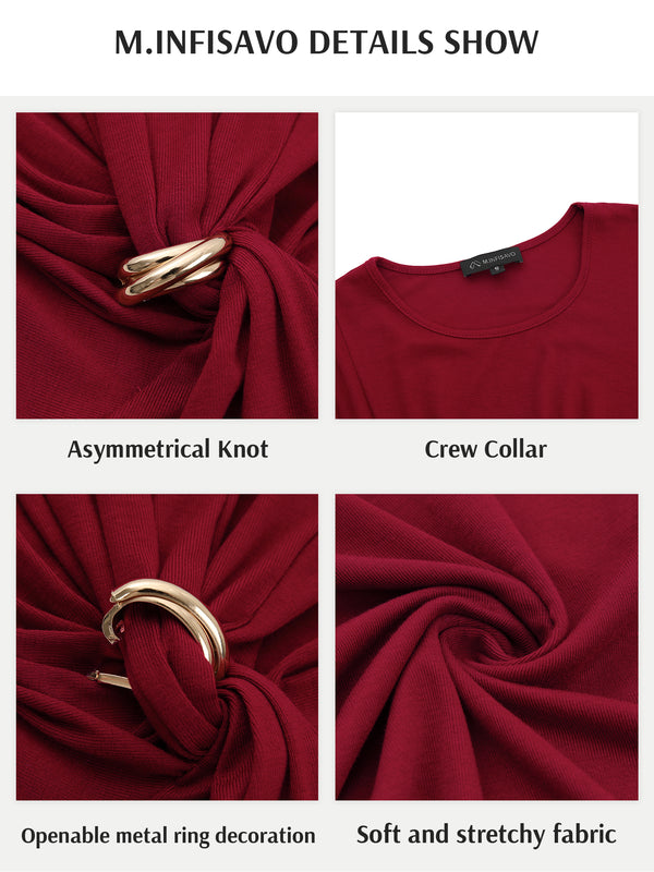 M.Infisavo Möbius Ruched Short Sleeves Twist Tie Front T-Shirts