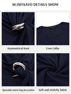 M.Infisavo Möbius Ruched Short Sleeves Twist Tie Front T-Shirts